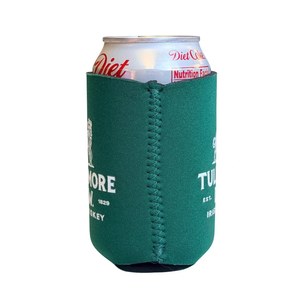 Tullamore DEW Can Sleeve Koozie SET OF 2 Green Neoprene Wolfhound  Irish Whiskey